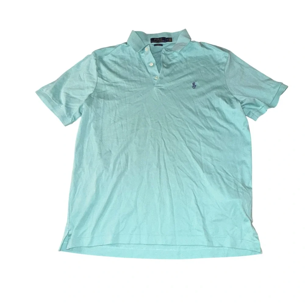 Polo Ralph Lauren Polo Shirt Medium Aqua Blue teal Classic Fit Short Sleeve‎